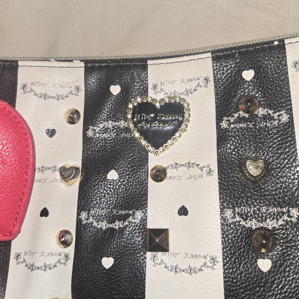 Vintage Betsey Johnson Black and White Striped Women's Bag